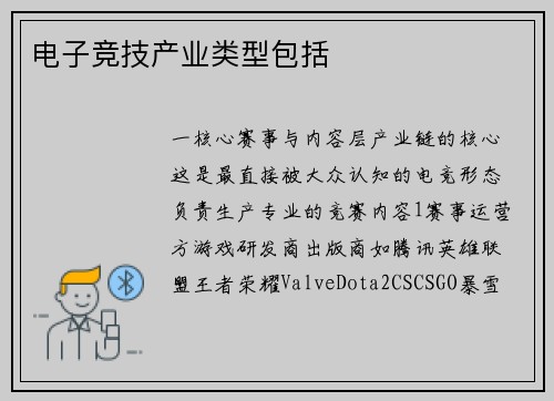 电子竞技产业类型包括